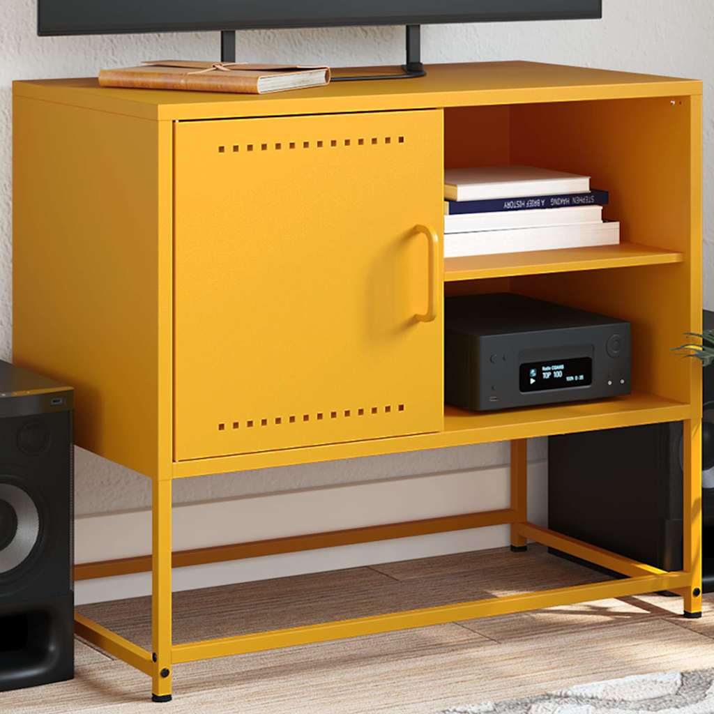 Έπιπλο Τηλεόρασης Μουσταρδί Κίτρινο 68x39x60,5 εκ. από Ατσάλι 1