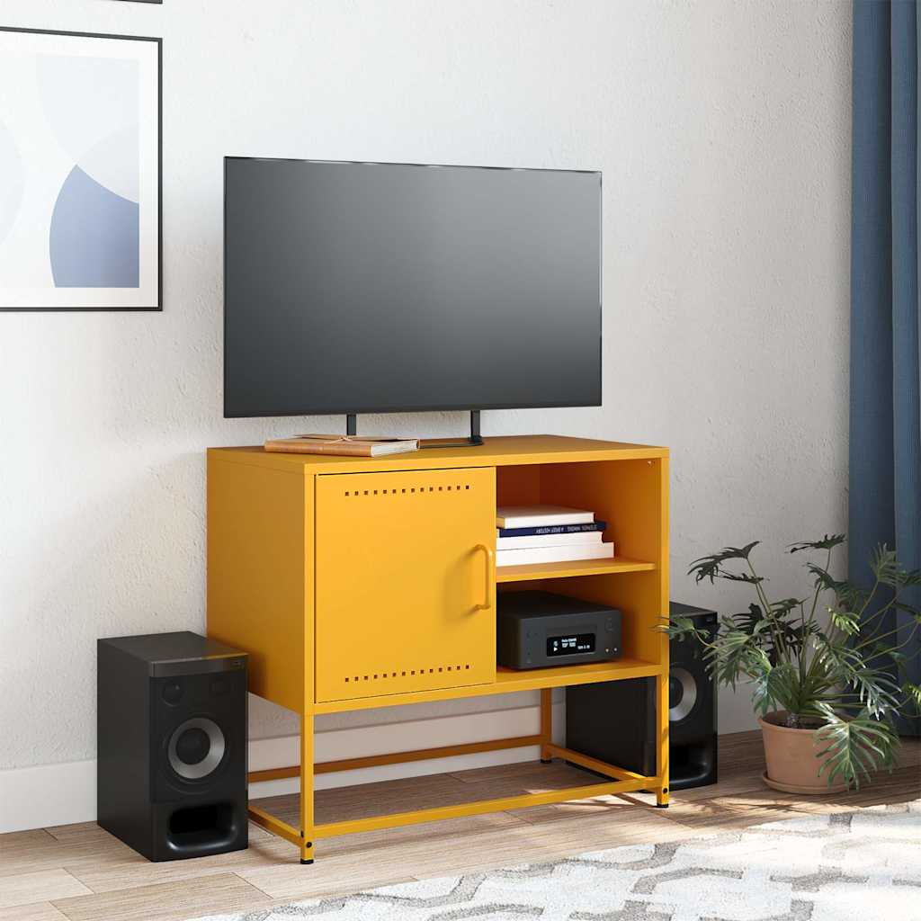 Έπιπλο Τηλεόρασης Μουσταρδί Κίτρινο 68x39x60,5 εκ. από Ατσάλι 3