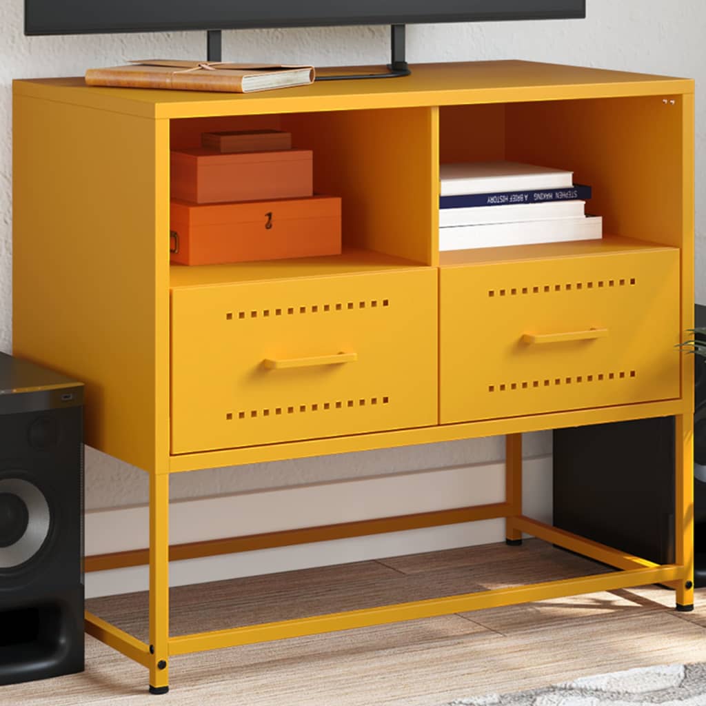 Έπιπλο Τηλεόρασης Μουσταρδί Κίτρινο 68x39x60,5 εκ. από Ατσάλι 1