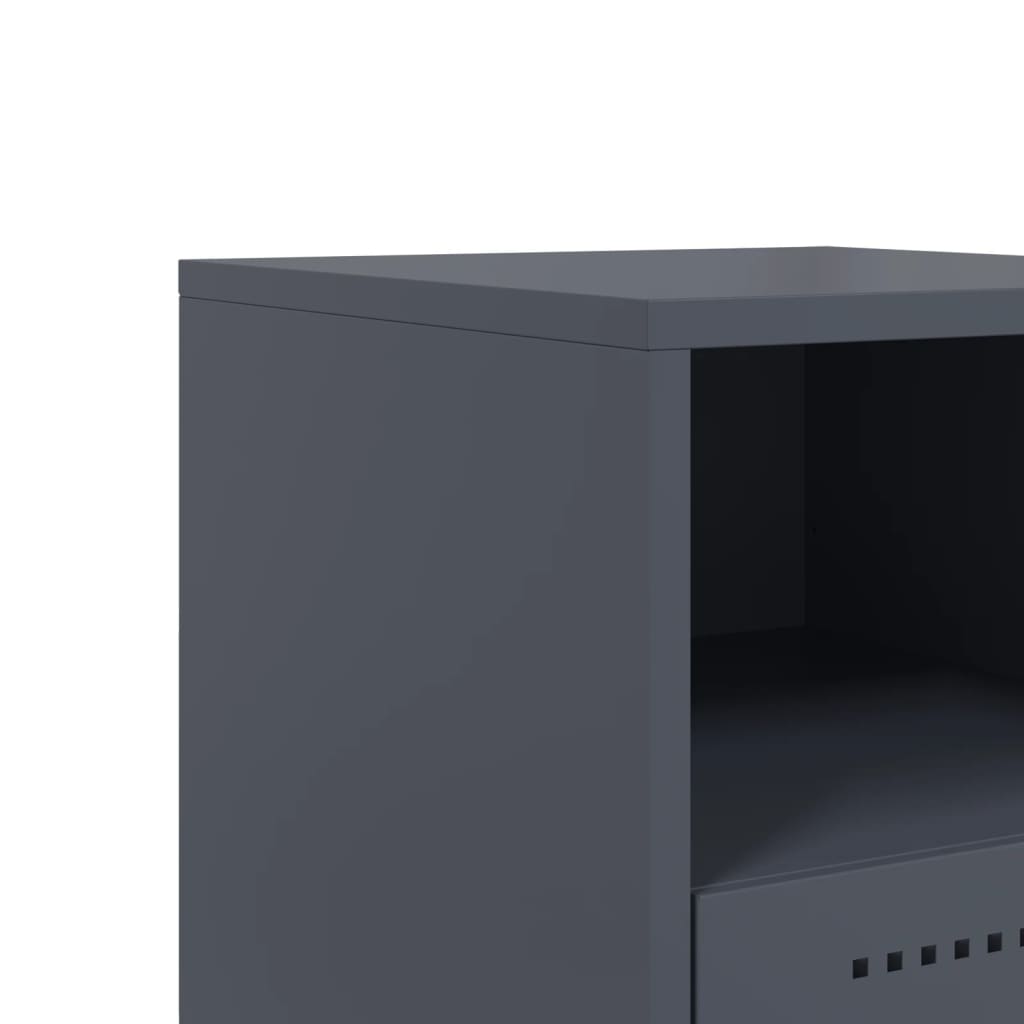 Κομοδίνο Ανθρακί 36 x 39 x 60,5 εκ. Ατσάλινο 10