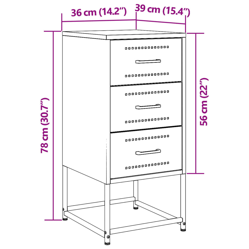 Κομοδίνα 2 τεμ. Μαύρα 36x39x78 εκ. Χάλυβα 12