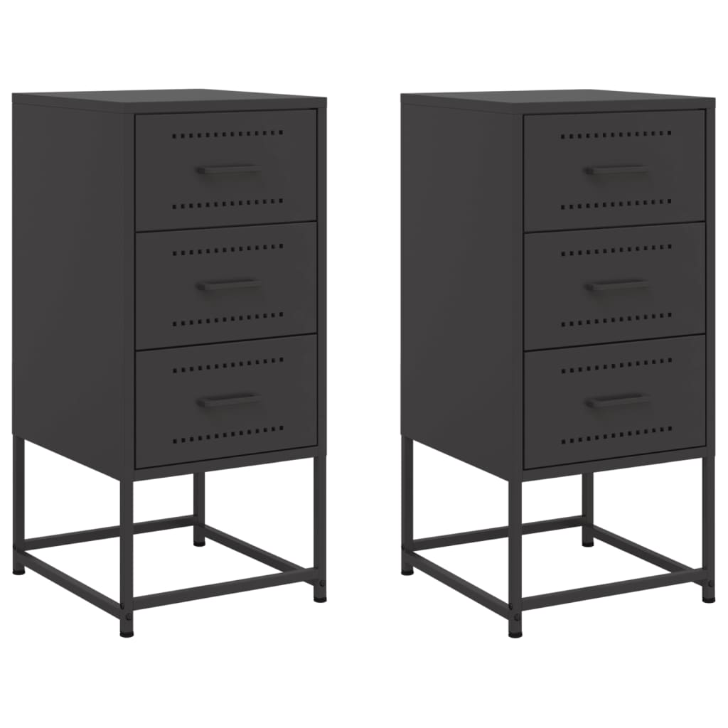 Κομοδίνα 2 τεμ. Μαύρα 36x39x78 εκ. Χάλυβα 2