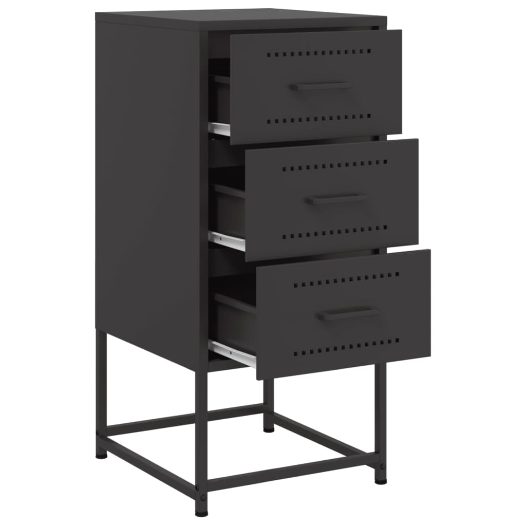 Κομοδίνα 2 τεμ. Μαύρα 36x39x78 εκ. Χάλυβα 9