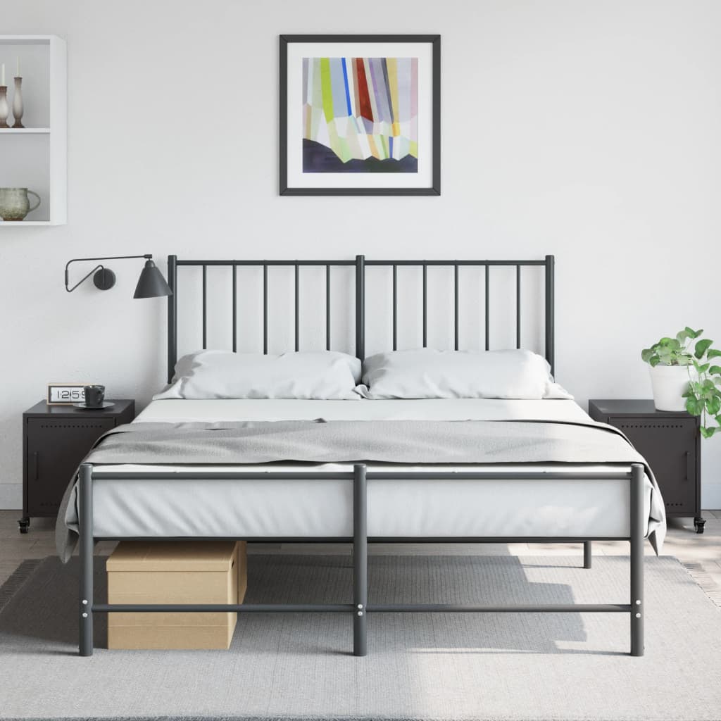 Κομοδίνα 2 τεμ. Μαύρο 36x39x43,5 εκ. από Χάλυβα 3