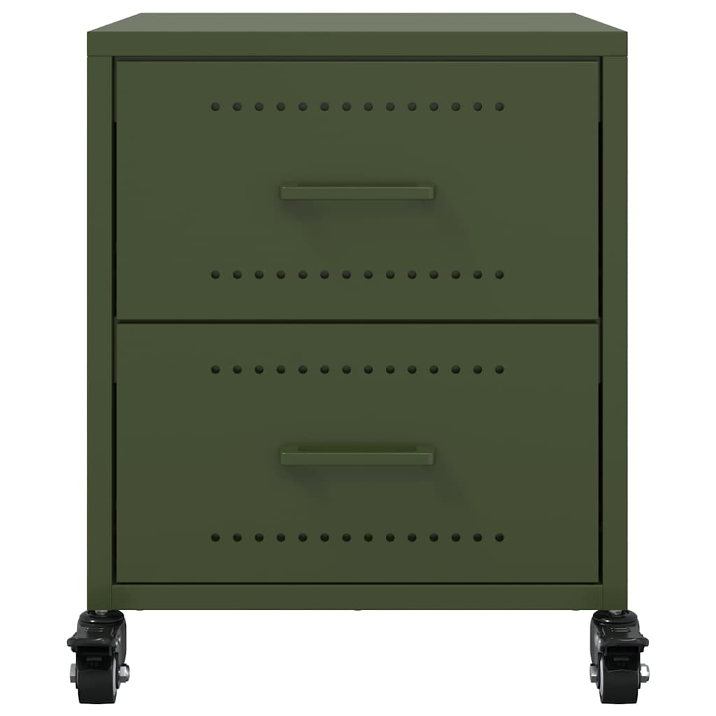 Κομοδίνο Πράσινο Λαδί 36x39x43,5 εκ. από Χάλυβα 6