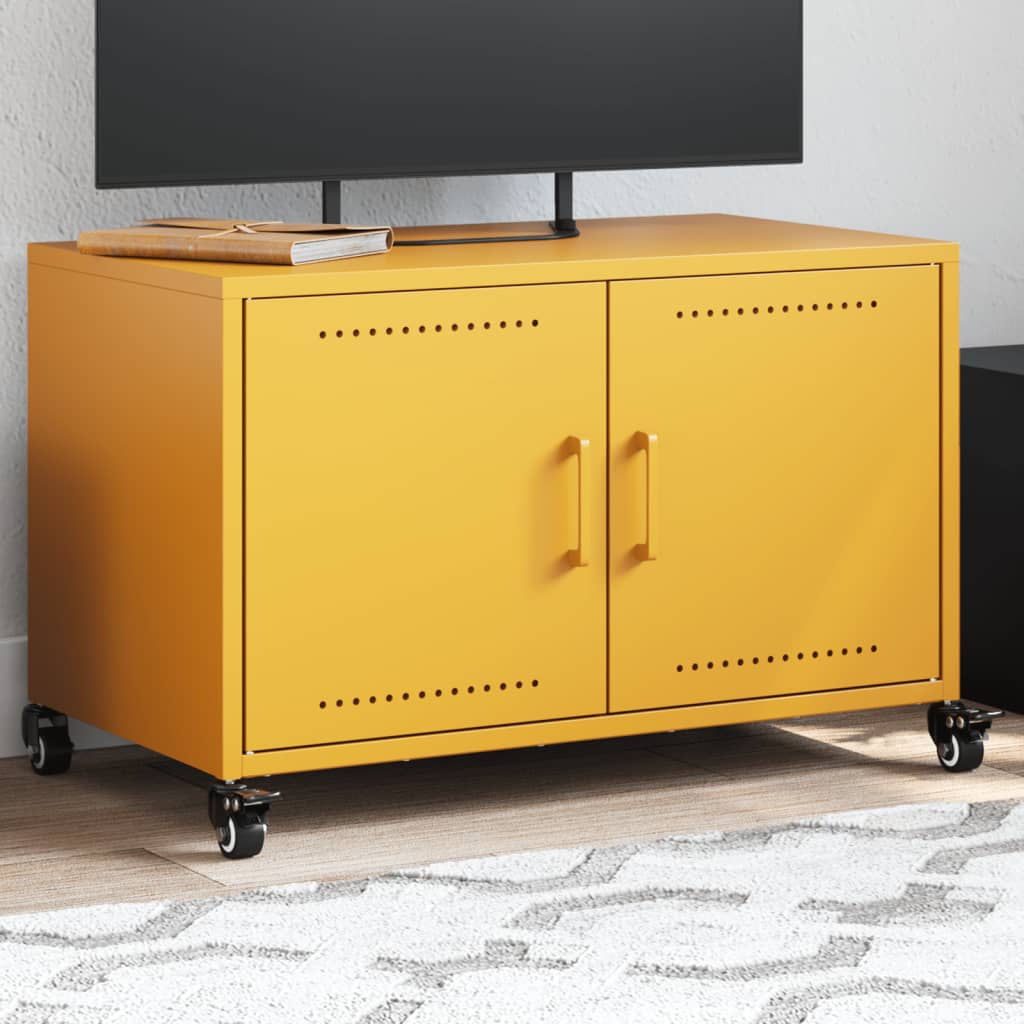 Έπιπλο Τηλεόρασης Μουσταρδί Κίτρινο 68x39x43,5 εκ. από Ατσάλι 1