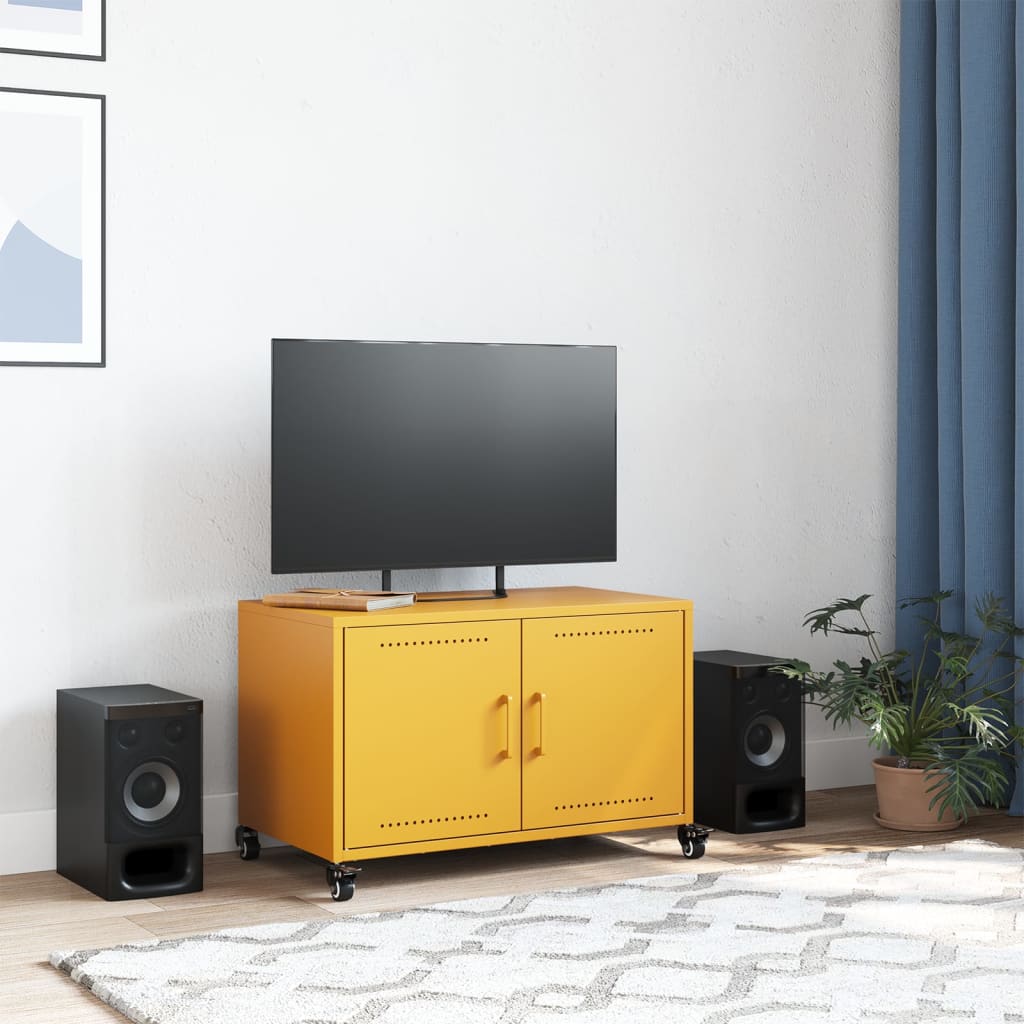 Έπιπλο Τηλεόρασης Μουσταρδί Κίτρινο 68x39x43,5 εκ. από Ατσάλι 3