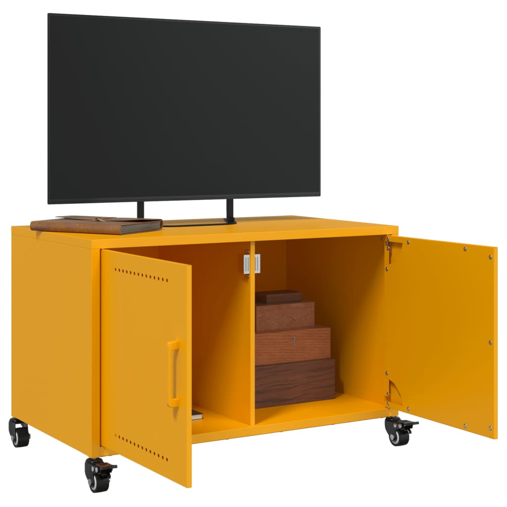 Έπιπλο Τηλεόρασης Μουσταρδί Κίτρινο 68x39x43,5 εκ. από Ατσάλι 4