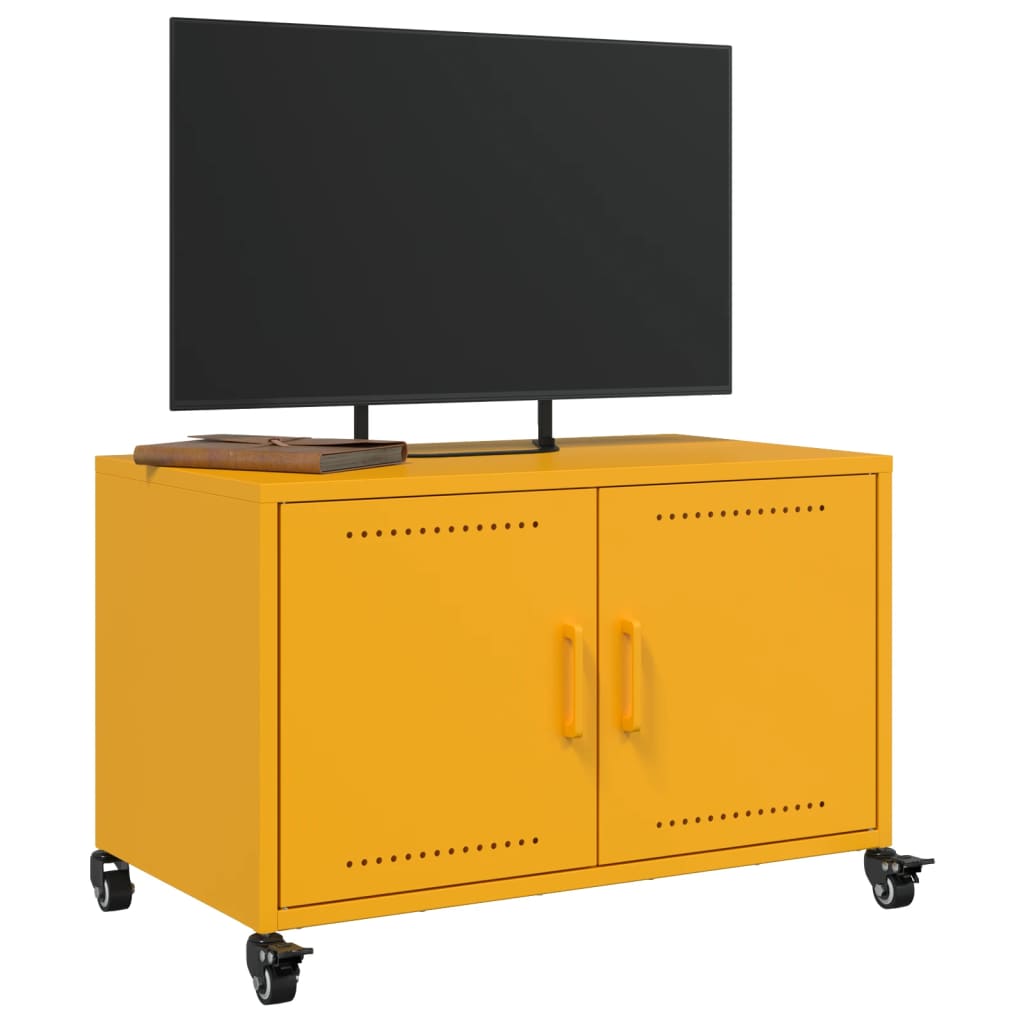 Έπιπλο Τηλεόρασης Μουσταρδί Κίτρινο 68x39x43,5 εκ. από Ατσάλι 5
