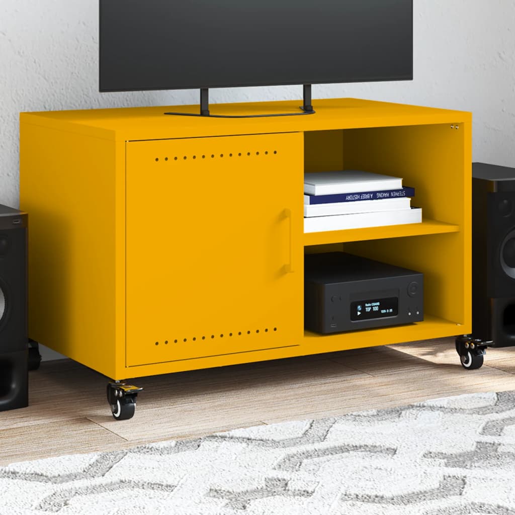 Έπιπλο Τηλεόρασης Μουσταρδί Κίτρινο 68x39x43,5 εκ. από Ατσάλι 1