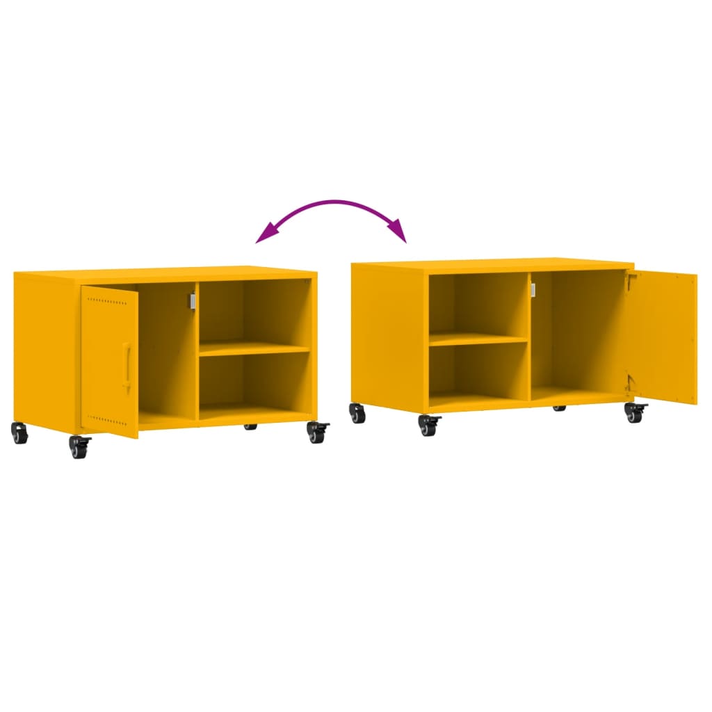 Έπιπλο Τηλεόρασης Μουσταρδί Κίτρινο 68x39x43,5 εκ. από Ατσάλι 10