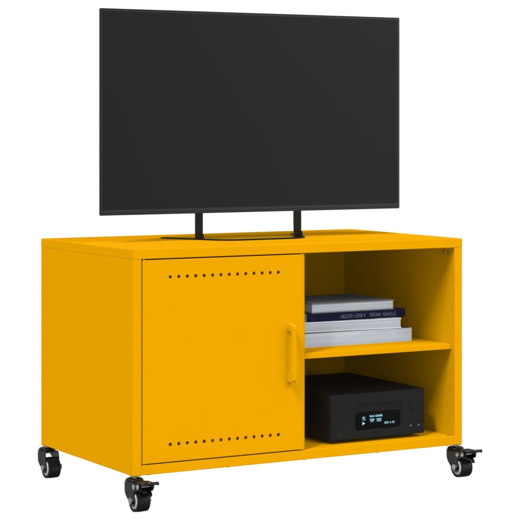 Έπιπλο Τηλεόρασης Μουσταρδί Κίτρινο 68x39x43,5 εκ. από Ατσάλι 4
