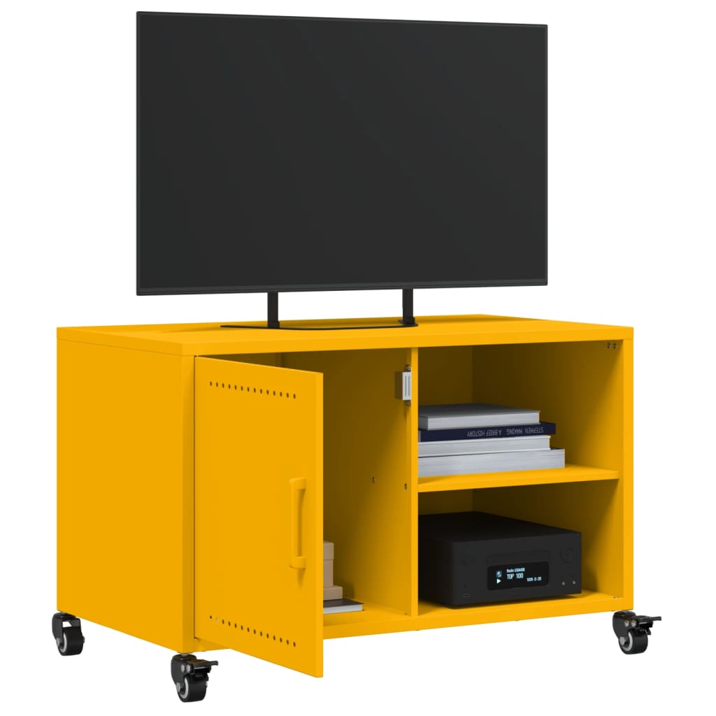 Έπιπλο Τηλεόρασης Μουσταρδί Κίτρινο 68x39x43,5 εκ. από Ατσάλι 5