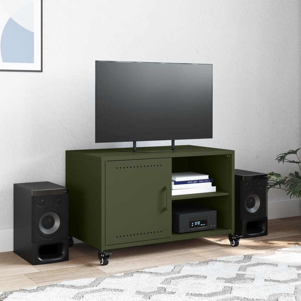 Έπιπλο Τηλεόρασης Πράσινο Λαδί 68x39x43,5 εκ. από Ατσάλι 3