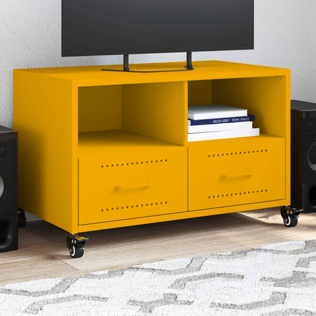 Έπιπλο Τηλεόρασης Μουσταρδί Κίτρινο 68x39x43,5 εκ. από Ατσάλι 1
