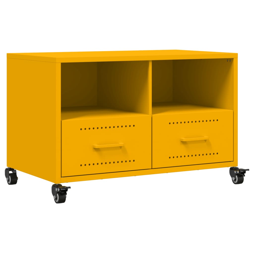Έπιπλο Τηλεόρασης Μουσταρδί Κίτρινο 68x39x43,5 εκ. από Ατσάλι 2
