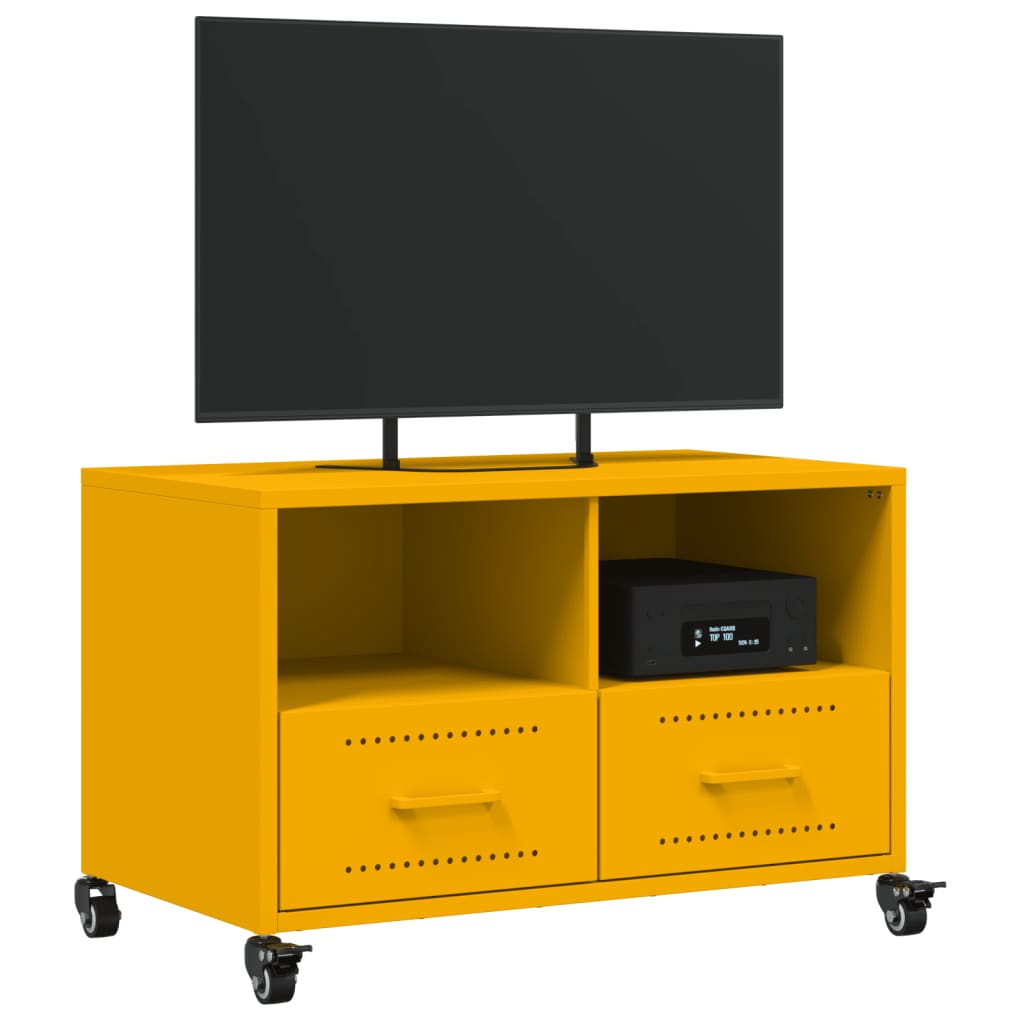 Έπιπλο Τηλεόρασης Μουσταρδί Κίτρινο 68x39x43,5 εκ. από Ατσάλι 4
