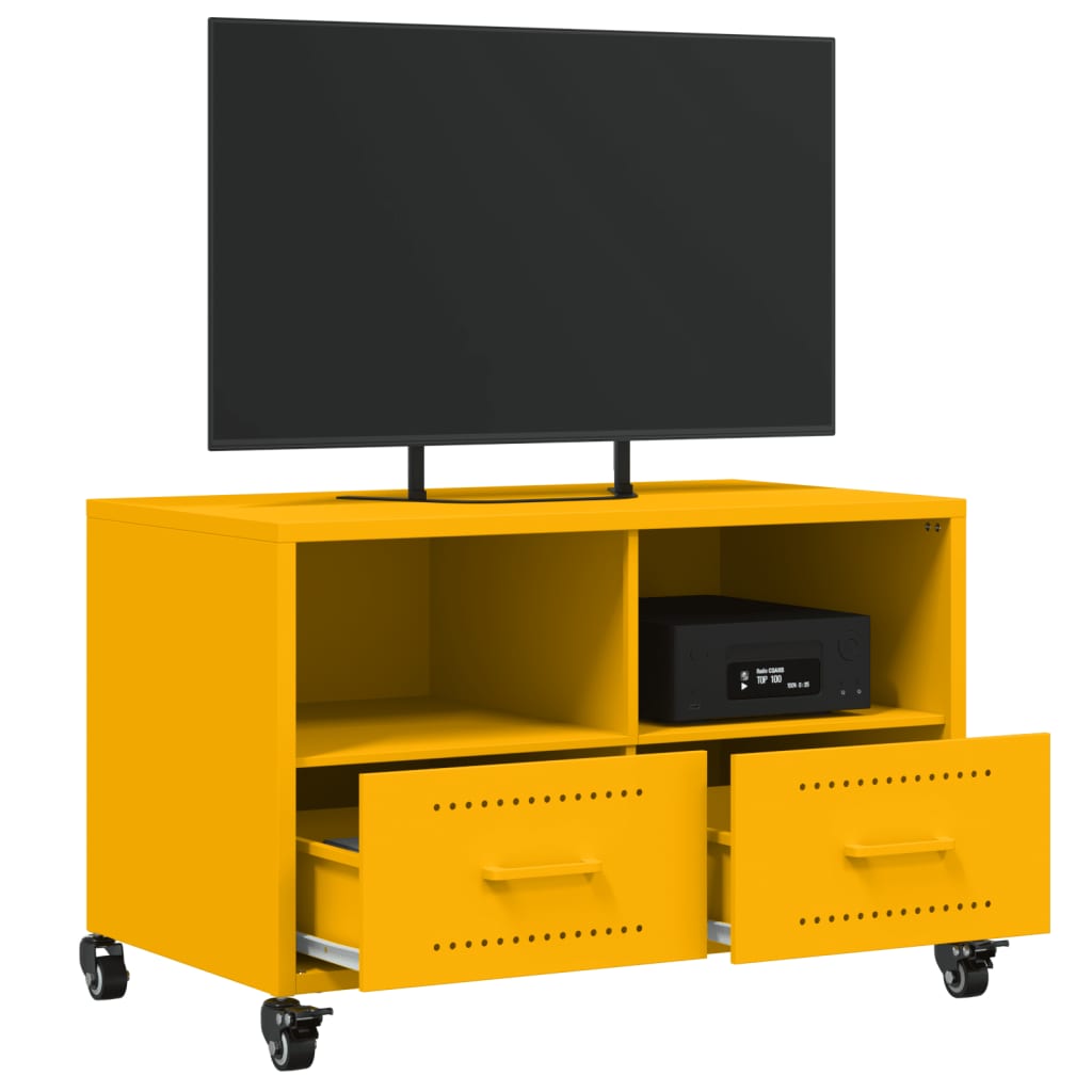 Έπιπλο Τηλεόρασης Μουσταρδί Κίτρινο 68x39x43,5 εκ. από Ατσάλι 5