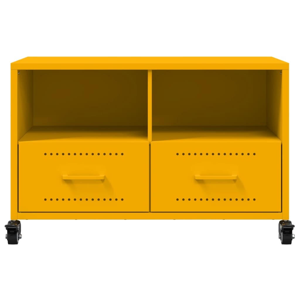 Έπιπλο Τηλεόρασης Μουσταρδί Κίτρινο 68x39x43,5 εκ. από Ατσάλι 6