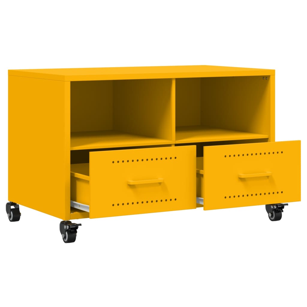 Έπιπλο Τηλεόρασης Μουσταρδί Κίτρινο 68x39x43,5 εκ. από Ατσάλι 9