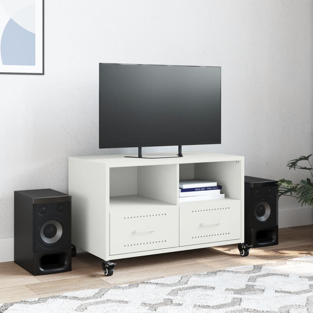 Έπιπλο Τηλεόρασης Λευκό 68 x 39 x 43,5 εκ. Χάλυβας 3