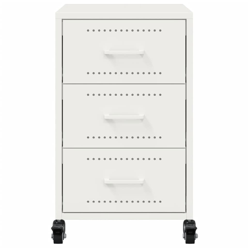 Κομοδίνο Λευκό 36x39x59 εκ. από Χάλυβα 6