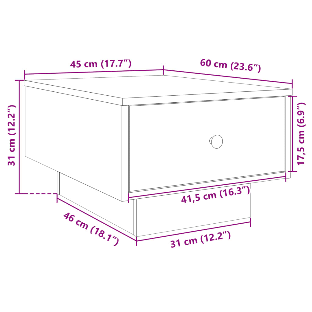 Τραπεζάκι Σαλονιού Γκρι Sonoma 60x45x31 εκ. Επεξεργασμένο Ξύλο 10