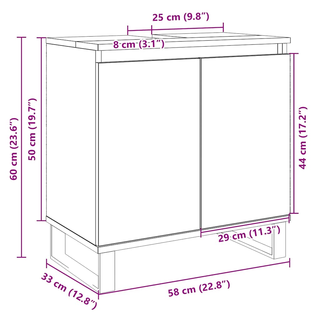 Ντουλάπι Μπάνιου Sonoma Δρυς 58 x 33 x 60 εκ. από Επεξεργ. Ξύλο 10