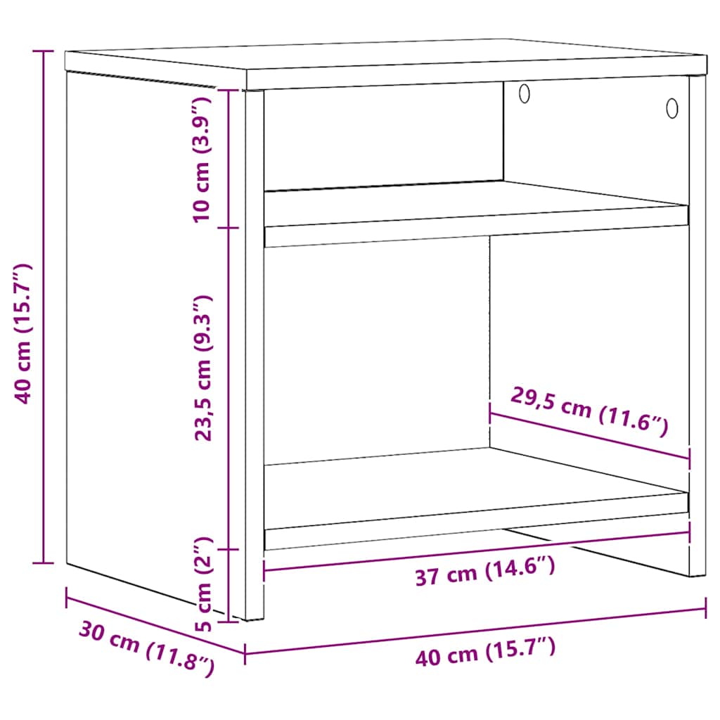 Κομοδίνο Χρώμα Αρτισιανή Δρυς 40 x 30 x 40 εκ. από Επεξ. Ξύλο 10