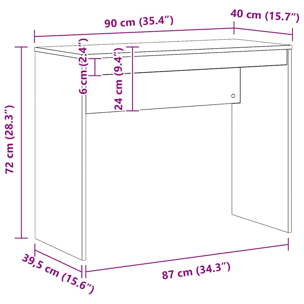 Γραφείο Αρτισιανή Δρυς 90x40x72 εκ. από Επεξεργασμένο Ξύλο 9
