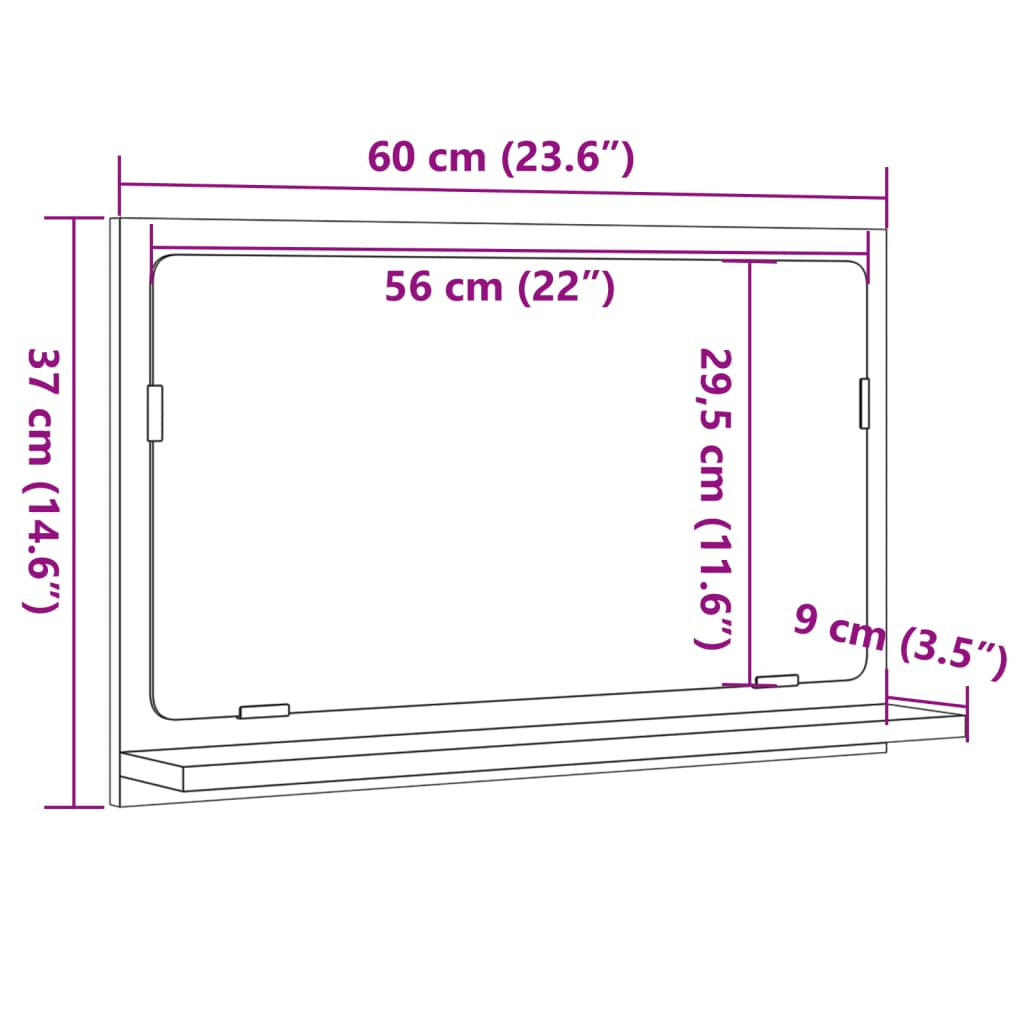 Καθρέφτης Μπάνιου Ντουλάπι Sonoma Δρυς 60x11x37 εκ. Επεξ. Ξύλο 9