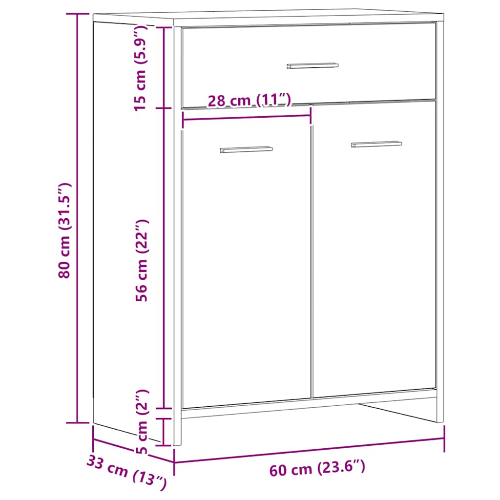 Ντουλάπι Μπάνιου Αρτισιανή Δρυς 60x33x80 εκ. Επεξ. Ξύλο 11