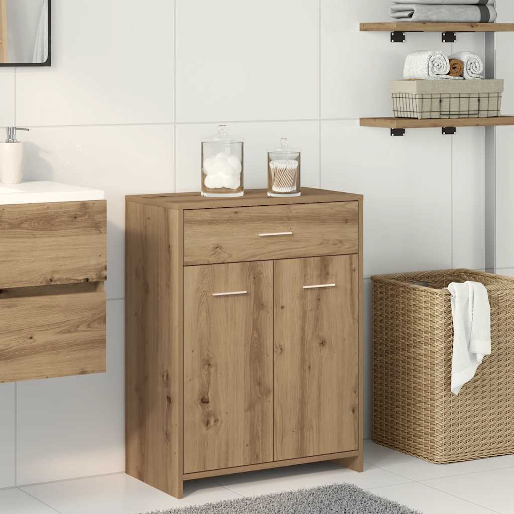 Ντουλάπι Μπάνιου Αρτισιανή Δρυς 60x33x80 εκ. Επεξ. Ξύλο 3