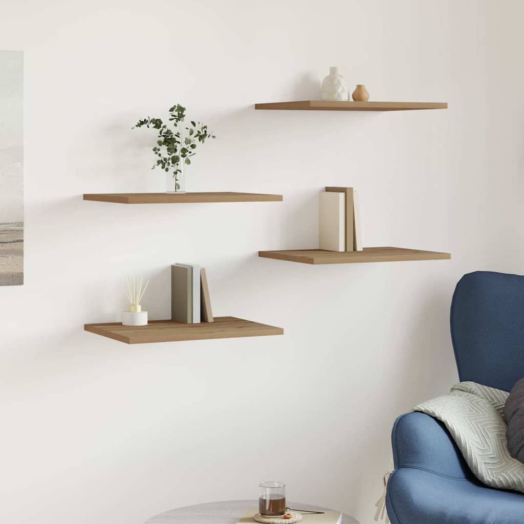 Ράφια Βιβλιοθήκης 4 τεμ. Artisan Δρυς 40x30x1,5 εκ. Επεξ. Ξύλο 1