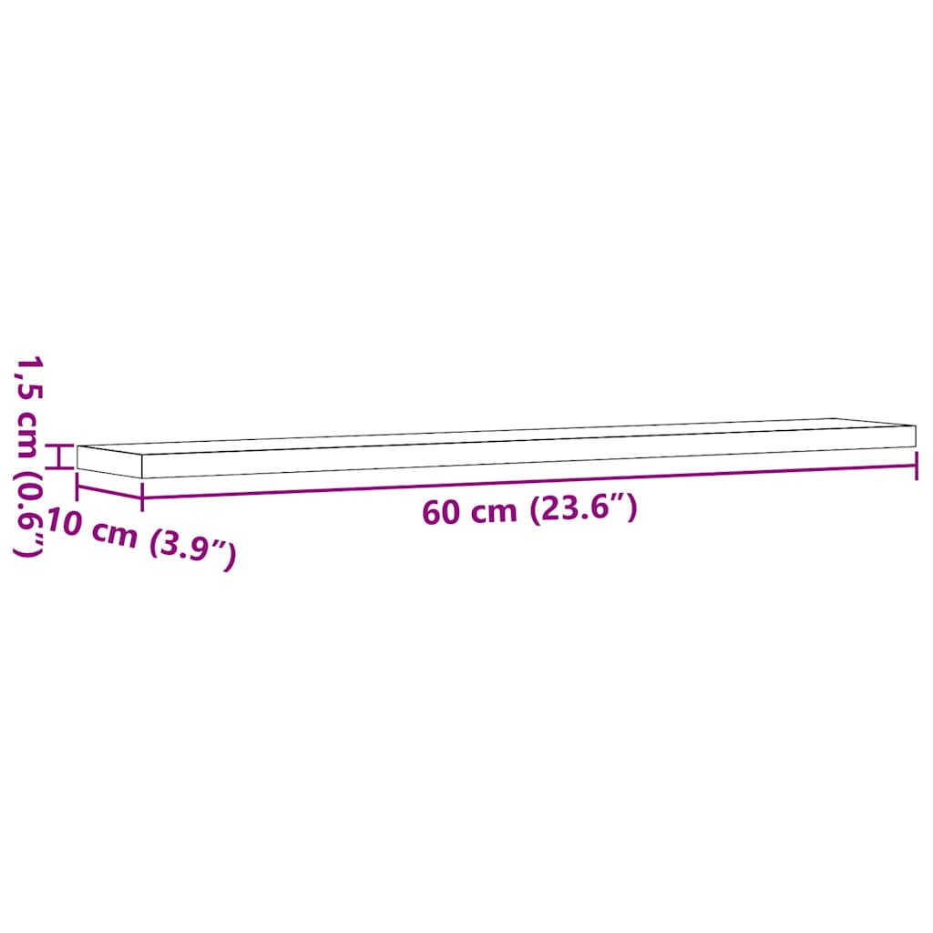 Ράφια Βιβλιοθήκης 4 τεμ. Artisan Δρυς 60x10x1,5 εκ. Επεξ. Ξύλο 9