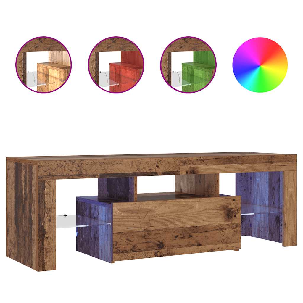 Έπιπλο Τηλεόρασης LED Όψη Παλαιού Ξύλου120x36,5x40εκ.Επεξ. Ξύλο 2