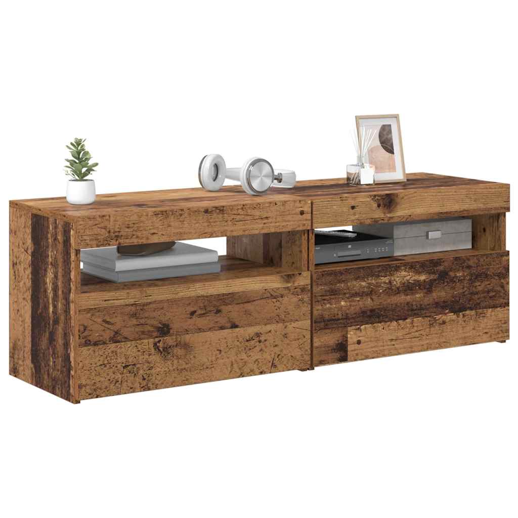 σετ ντουλαπιών τηλεόρασης 2 τεμαχίων με φώτα LED 6