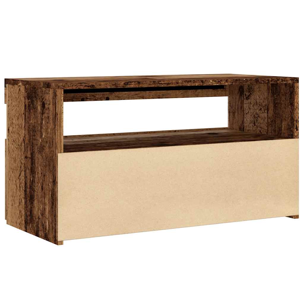 σετ ντουλαπιών τηλεόρασης 2 τεμαχίων με φώτα LED Παλαιό ξύλο 10