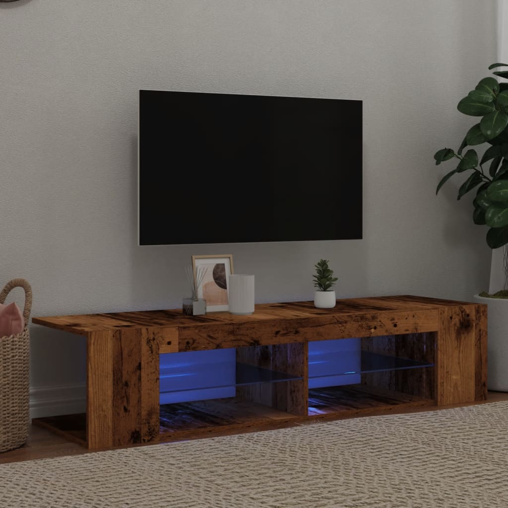 Έπιπλο Τηλεόρασης LED Όψη Παλαιού Ξύλου 135x39x30 εκ.Επεξ. Ξύλο 1