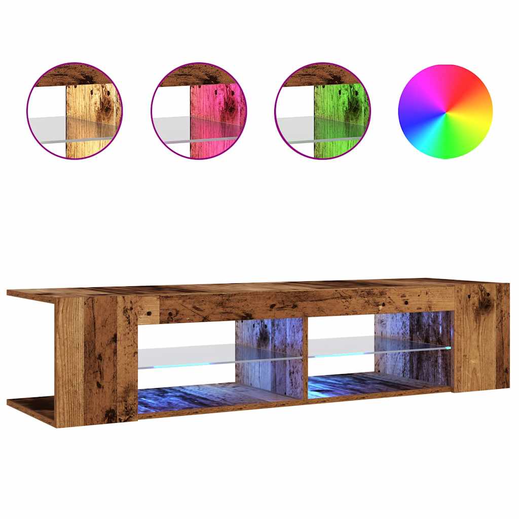 Έπιπλο Τηλεόρασης LED Όψη Παλαιού Ξύλου 135x39x30 εκ.Επεξ. Ξύλο 2