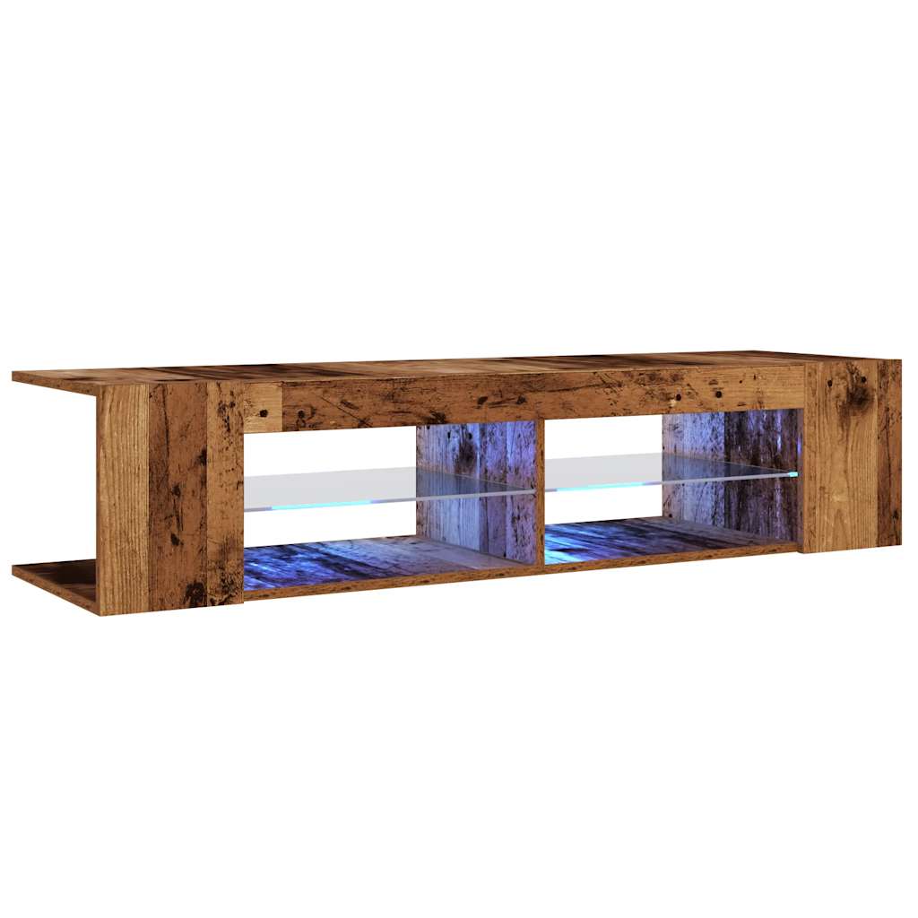 Έπιπλο Τηλεόρασης LED Όψη Παλαιού Ξύλου 135x39x30 εκ.Επεξ. Ξύλο 3