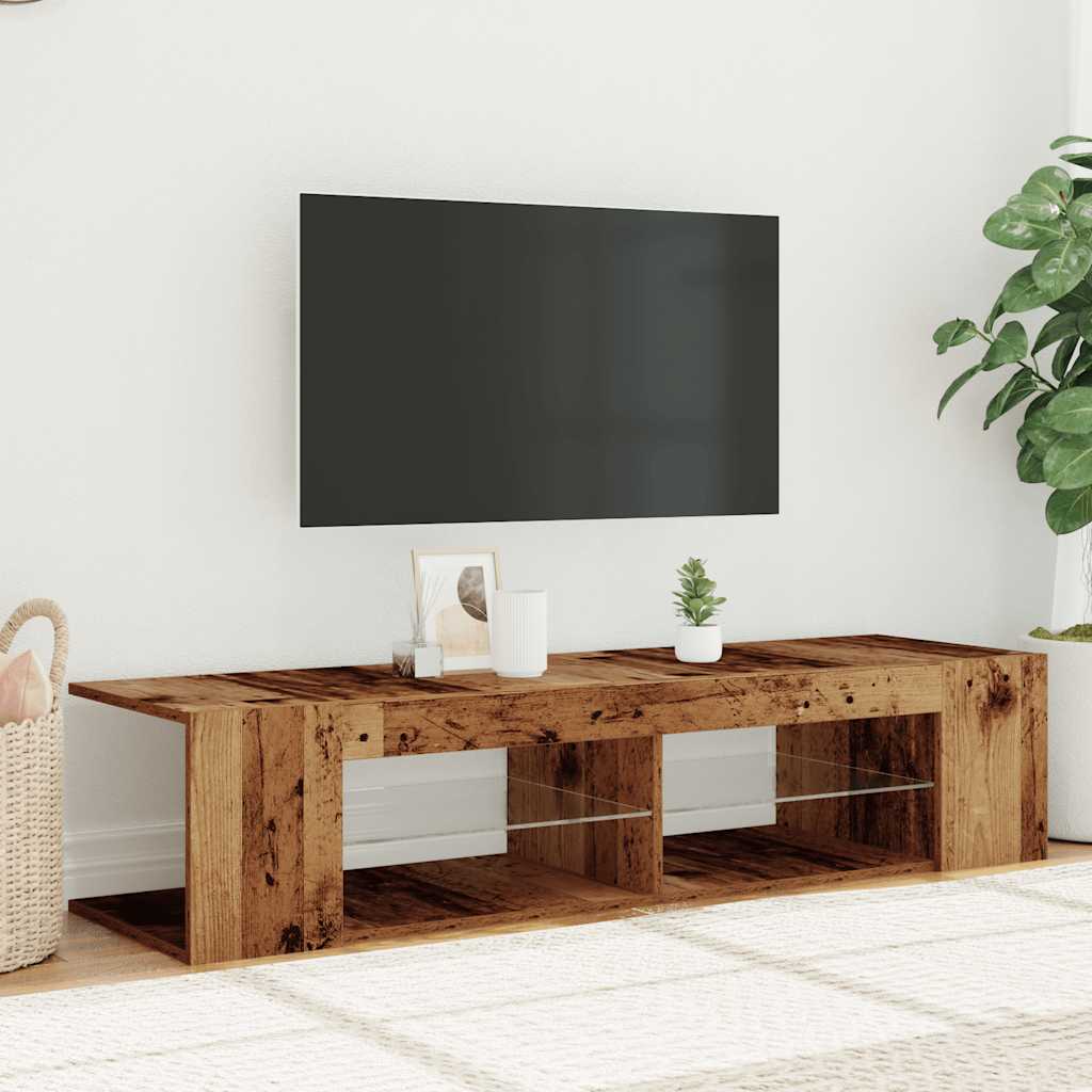 Έπιπλο Τηλεόρασης LED Όψη Παλαιού Ξύλου 135x39x30 εκ.Επεξ. Ξύλο 4