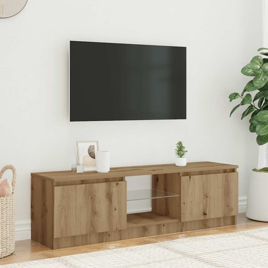 Έπιπλο Τηλεόρασης με LED Αρτισιανή Δρυς 120x30x36 εκ Επεξ.Ξύλο 3
