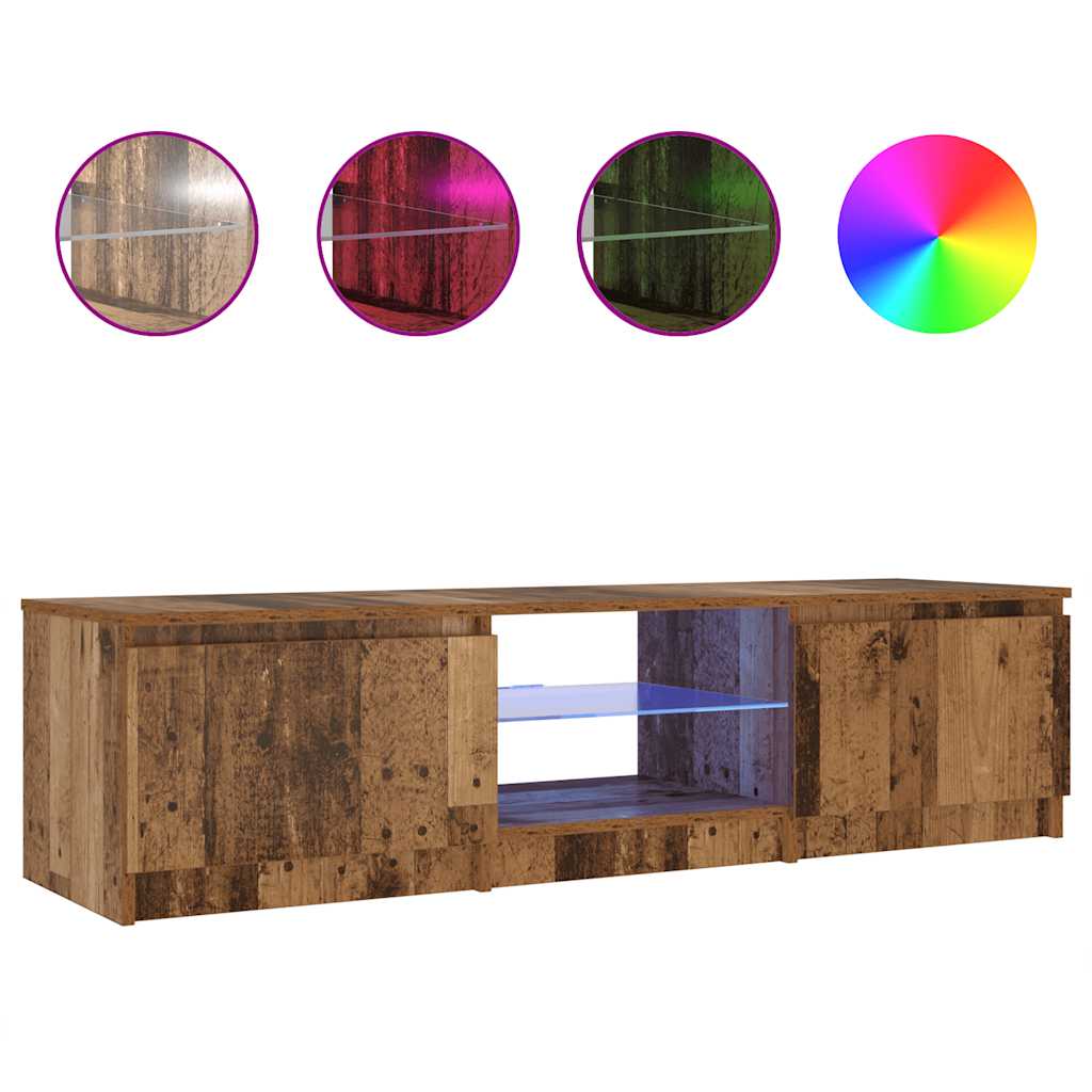 Έπιπλο Τηλεόρασης LED Όψη Παλαιού Ξύλου 140x40x35,5εκ 2