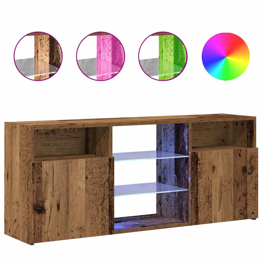 Έπιπλο Τηλεόρασης LED Όψη Παλαιού Ξύλου 120x30x50 εκ.Επεξ. Ξύλο 2