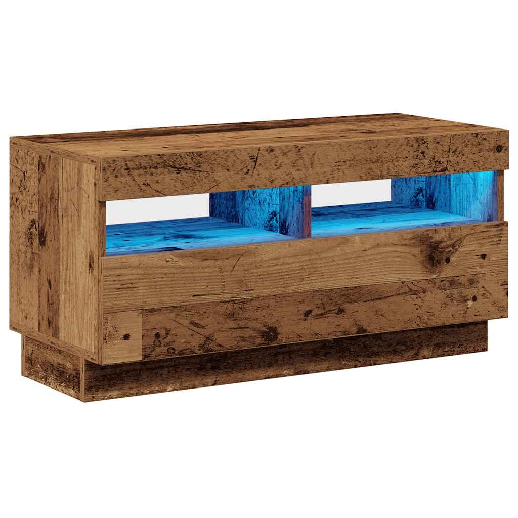 Έπιπλο Τηλεόρασης LED Όψη Παλαιού Ξύλου 80x35x40 εκ. Επεξ. Ξύλο 2