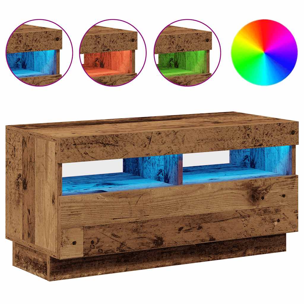 Έπιπλο Τηλεόρασης LED Όψη Παλαιού Ξύλου 80x35x40 εκ. Επεξ. Ξύλο 4