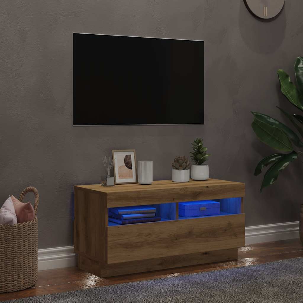 Έπιπλο Τηλεόρασης LED Αρτισιανή Δρυς 80x35x40 εκ. Επεξ. Ξύλο 3