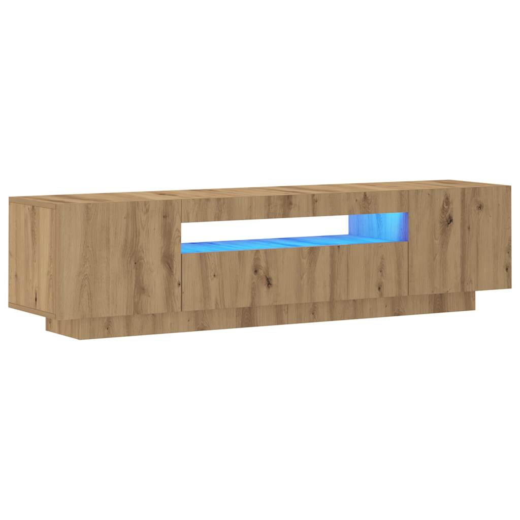 Έπιπλο Τηλεόρασης με LED Αρτισιανή Δρυς 160x35x40 εκ Επεξ.Ξύλο 3