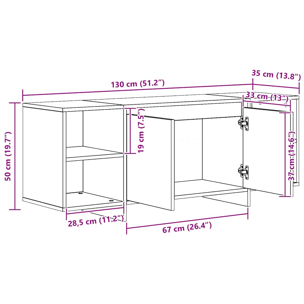 Έπιπλο Τηλεόρασης Αρτισιανή Δρυς 130x35x50 εκ από Επεξεργ. Ξύλο 10